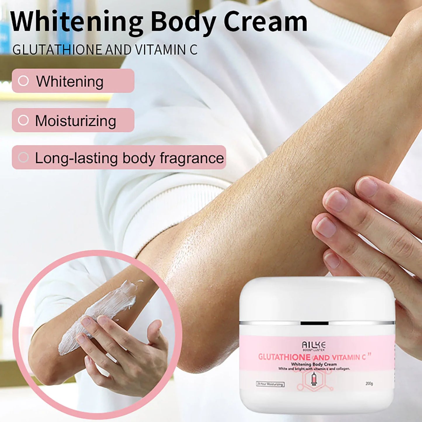 AILKE Glutathione & Vitamin C Brightening Body Cream 200ml