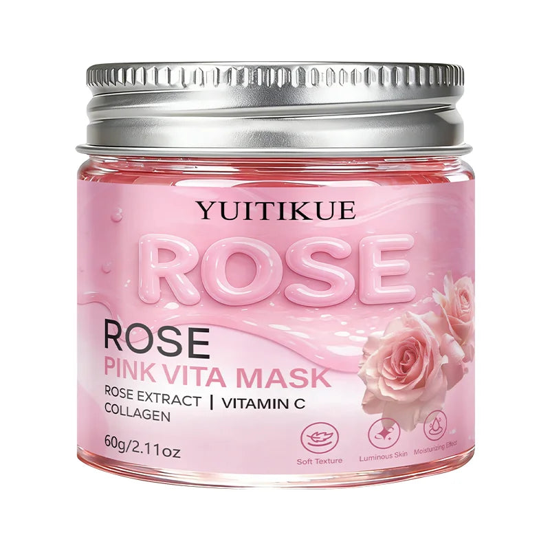 YUITIKUE Rose Pink Vita Mask 60g with Rose Extract, Vitamin C & Collagen for Luminous & Moisturized Skin Peaceful Pleasures Health and Wellness 1pc