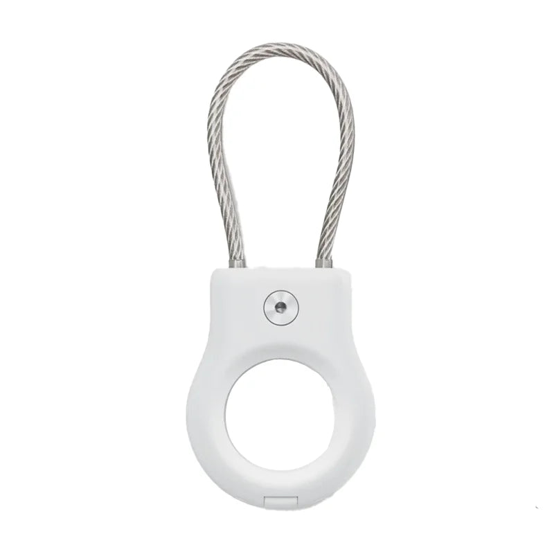 Waterproof Cover for Apple AirTag Keychain Holder with Steel Cable Anti-Lost Tracker Accessory for Luggage Backpack AirTag Case Peaceful Pleasures Health and Wellness WHITE