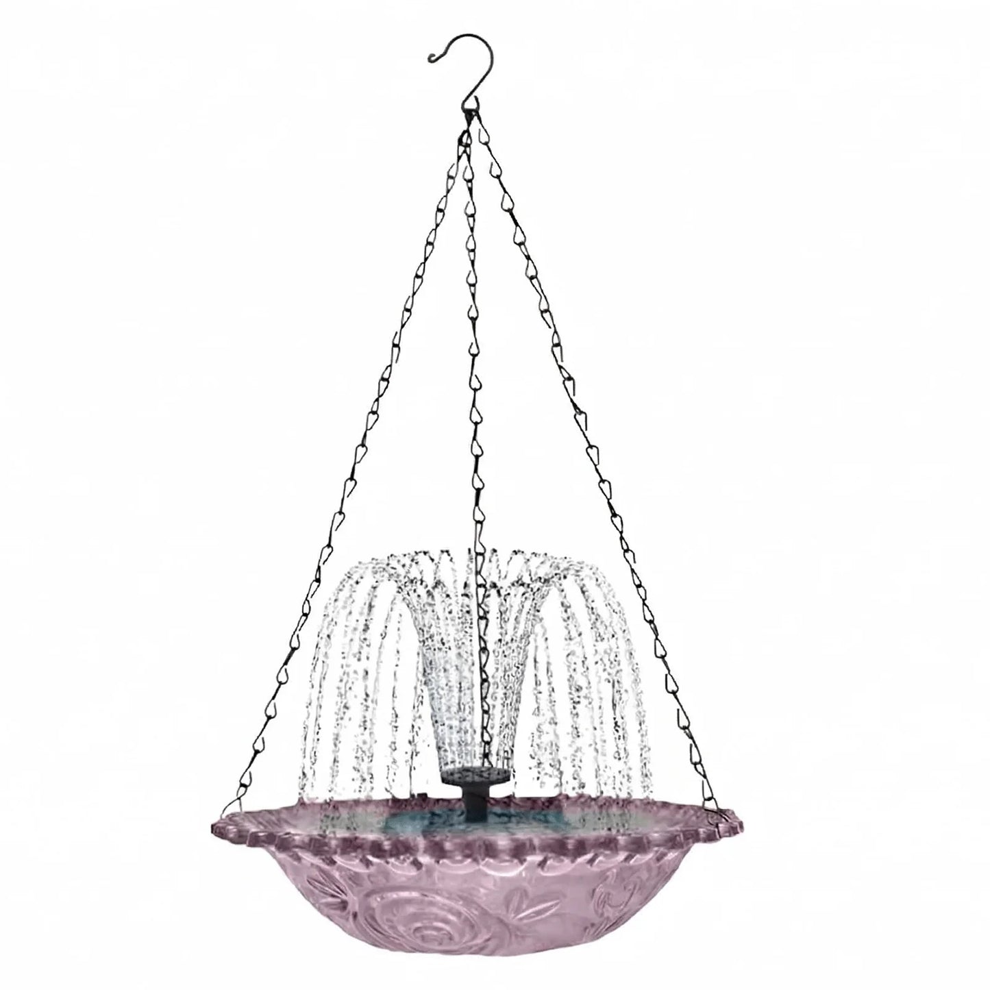 Solar Fountain Hanging Bird Bath Wildlife Feeder Solar Powered Birdbath with Water Pump for Outdoors Garden Patio Decor Peaceful Pleasures Health and Wellness Purple