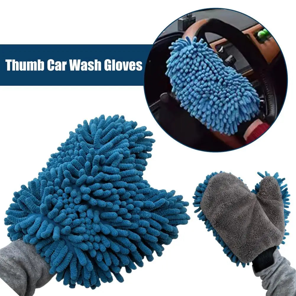 Microfiber Chenille Car Wash Gloves – Scratch-Free Double-Sided