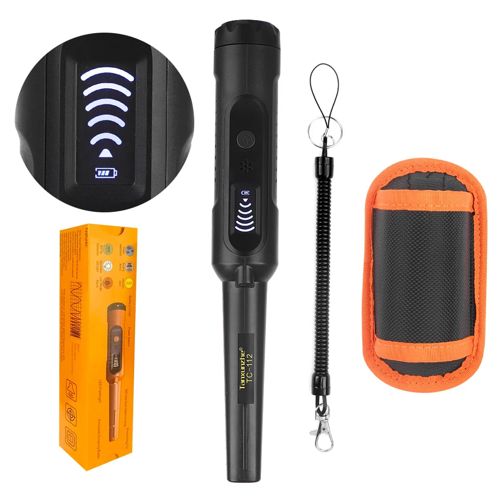 High Sensitivity Waterproof Metal Detector - 360° Scanning Adjustable Rod for Beach/Soil Hunting & Jewelry Pinpointing Peaceful Pleasures Health and Wellness black