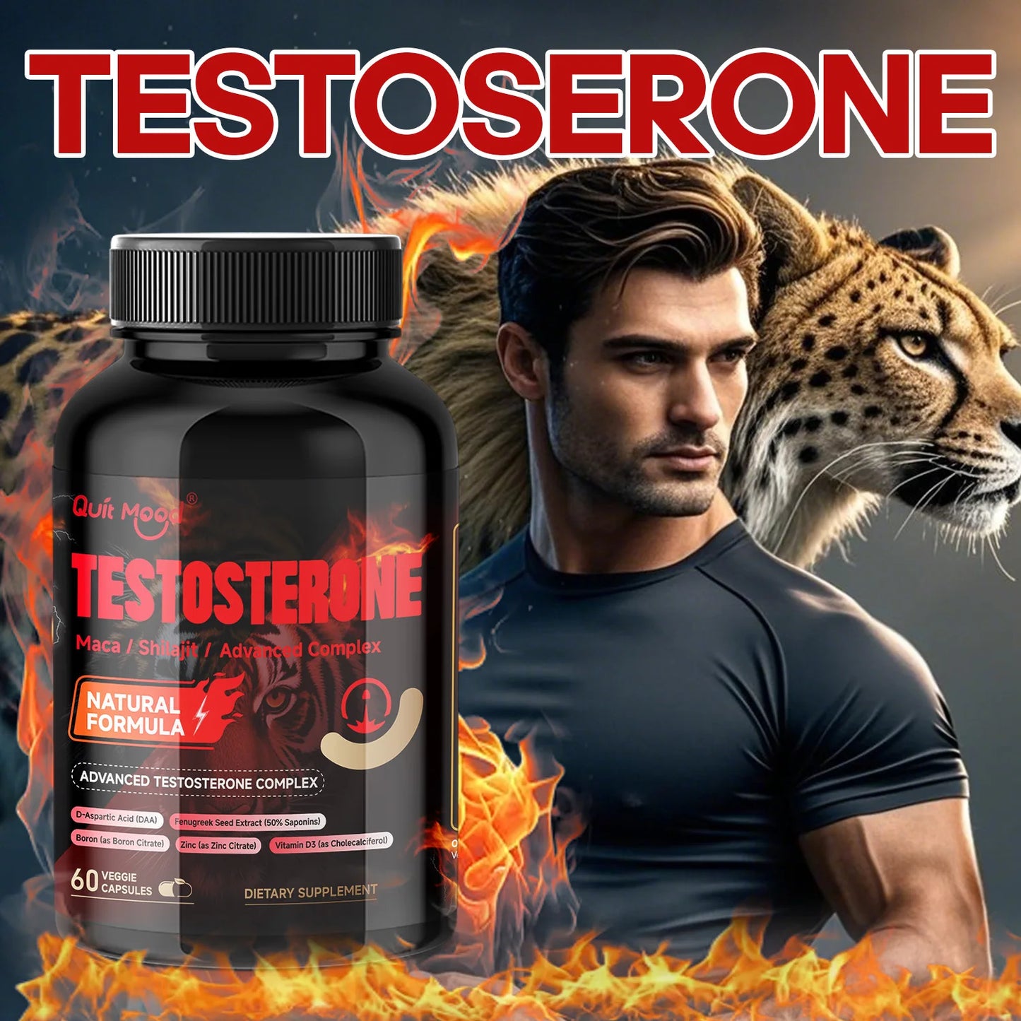 Quitmood Men’s Testosterone Support Capsules – 60ct Peaceful Pleasures Health and Wellness