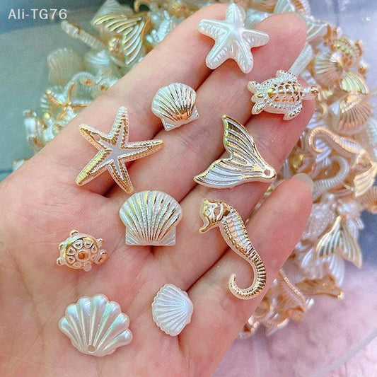 30pc Ocean Marine DIY Beads – Shells, Seahorses, Stars DIY Craft Beads Peaceful Pleasures Health and Wellness Default Title