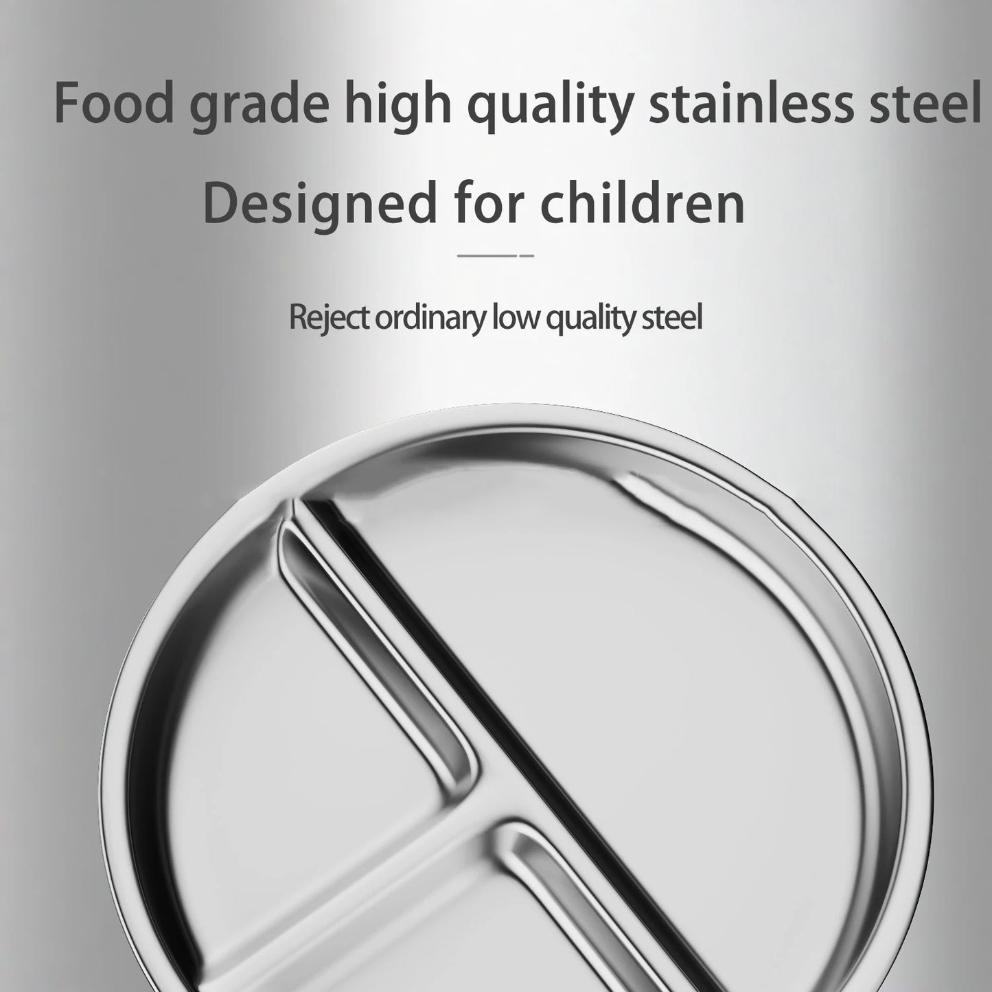 Stainless Steel Baby Suction Plate – BPA-Free, Detachable Silicone Suction Base, 9-Inch, Dishwasher Safe