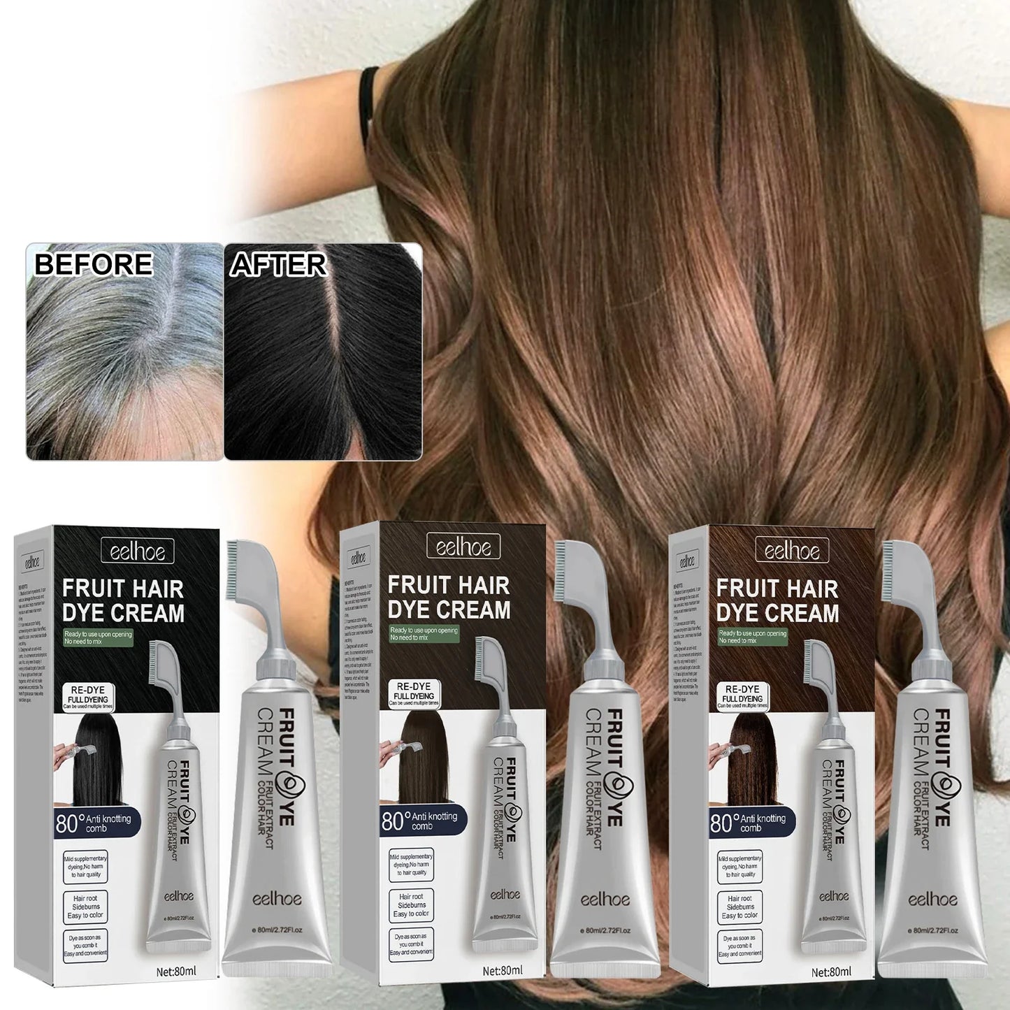 Fruit & Vegetable Hair Color Cream – Gentle Long-Lasting Black