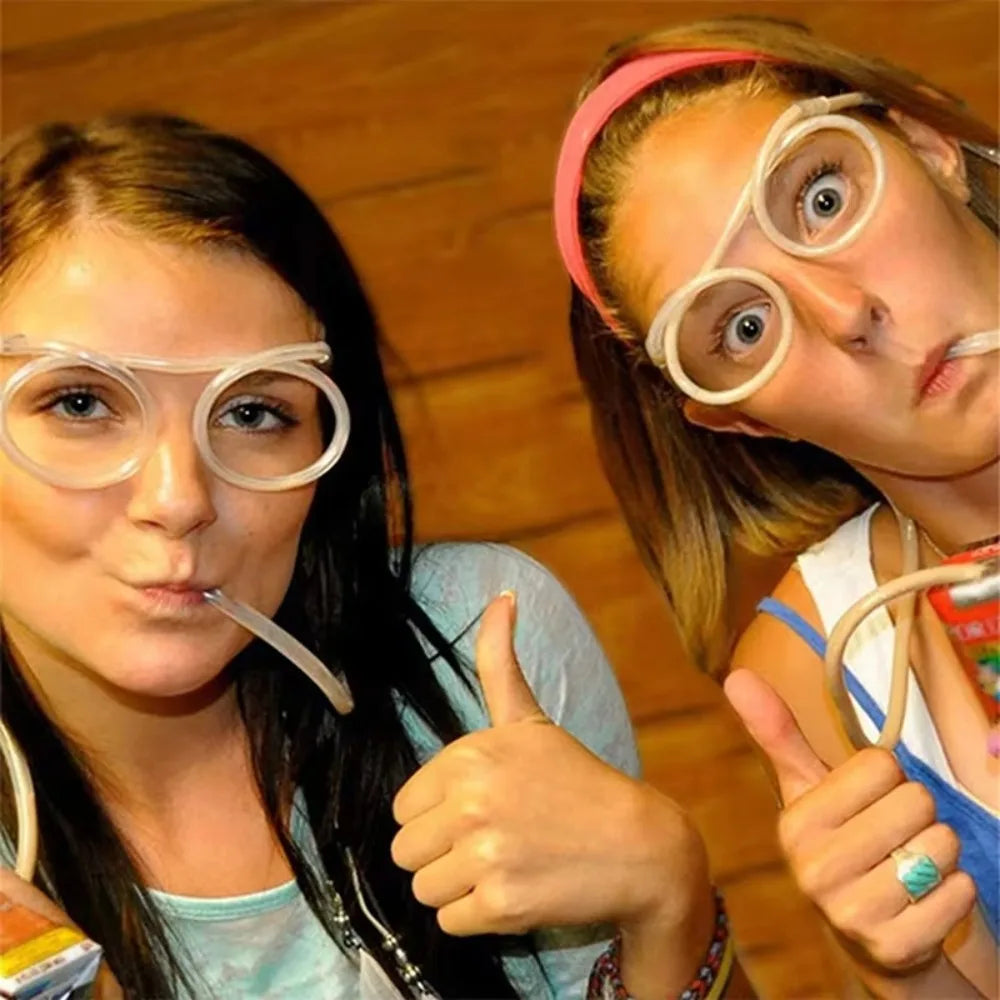 Silly Straw Glasses,Novelty Loop Eyeglasses Straw Fun Party Drinking Straw Eye Glasses for Annual Meeting Parties Birthday Peaceful Pleasures Health and Wellness