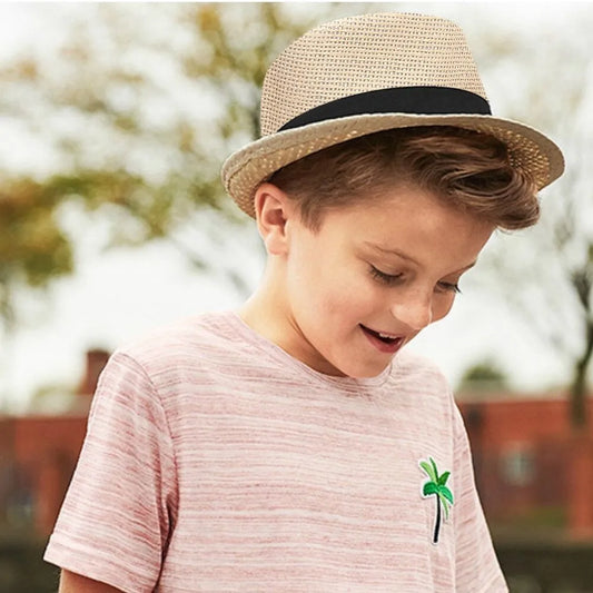 Children Kids Summer Beach Straw Hat Jazz Panama Breathable Hat Large Brim Outdoor Breathable Hats Girls Boy Sunhat Peaceful Pleasures Health and Wellness