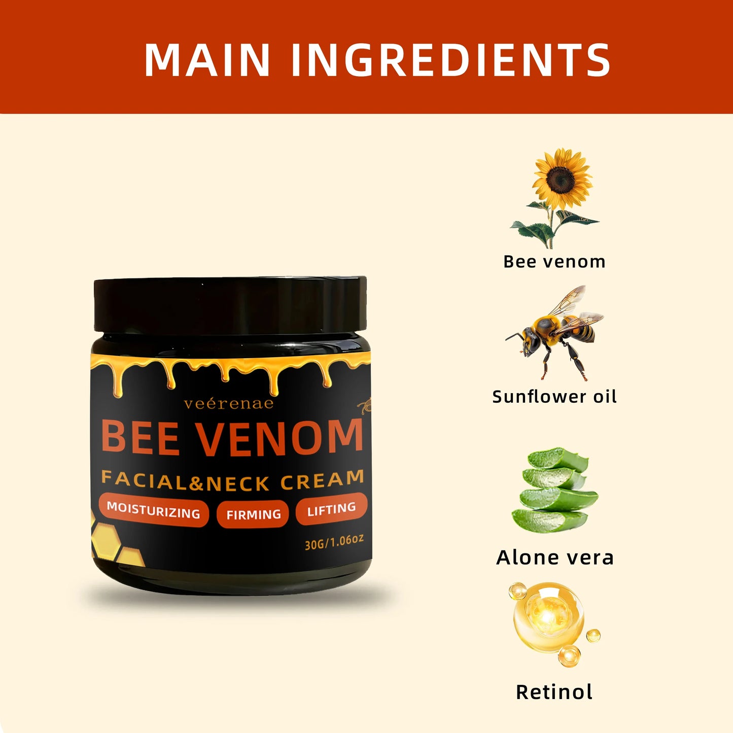 Veérenae Bee Venom Face & Neck Cream – Firms & Hydrates