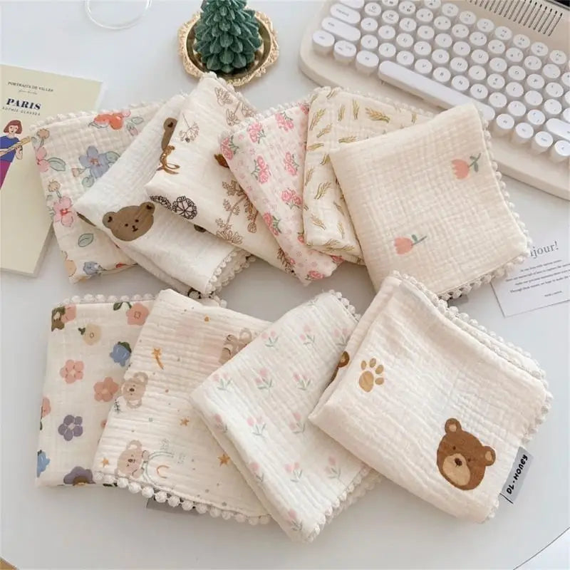 Cartoon Baby Saliva Towel – Soft Cotton Face Cloth 30×30cm