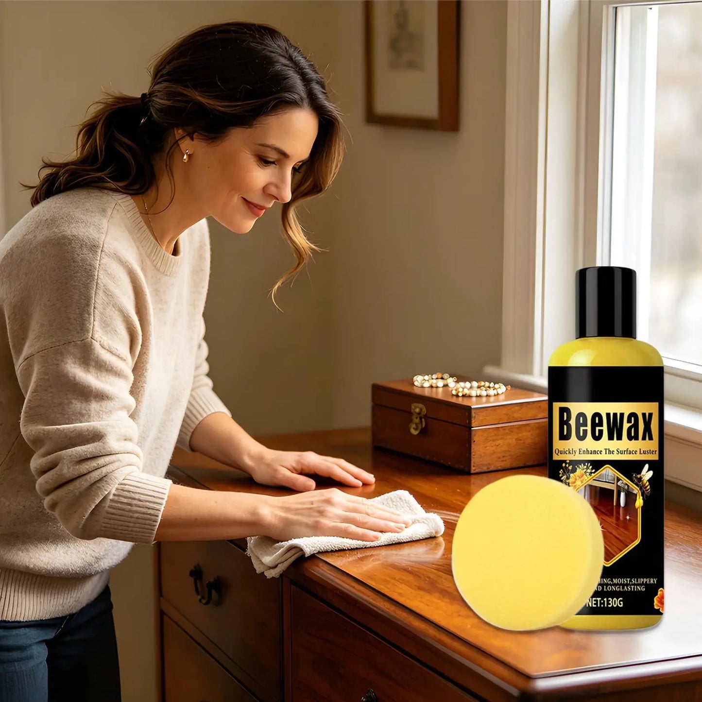 Natural Beeswax Wood Polish Paste 130g – Furniture Restorer