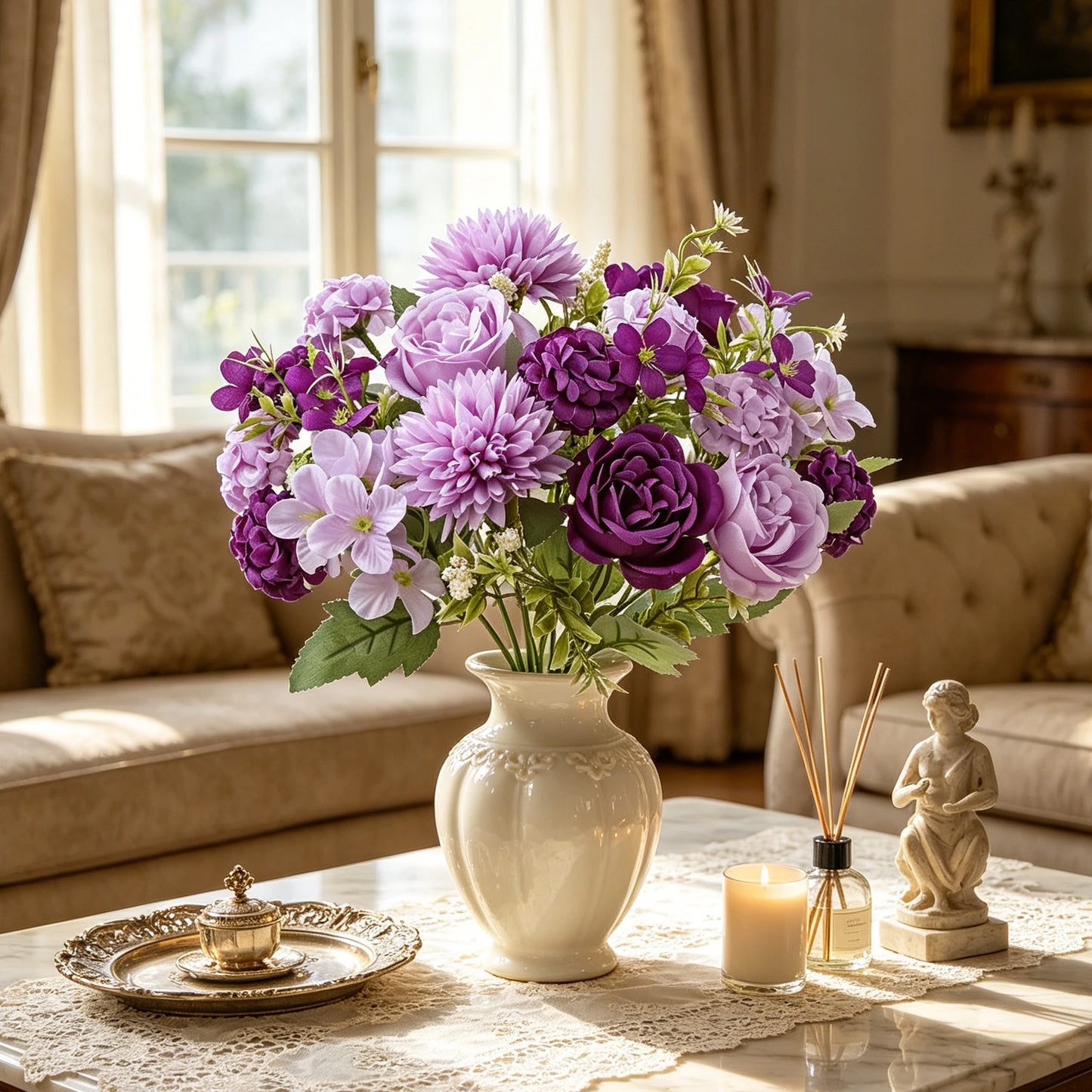 Artificial Silk Hydrangea Rose Bouquet | Home & Wedding Decor