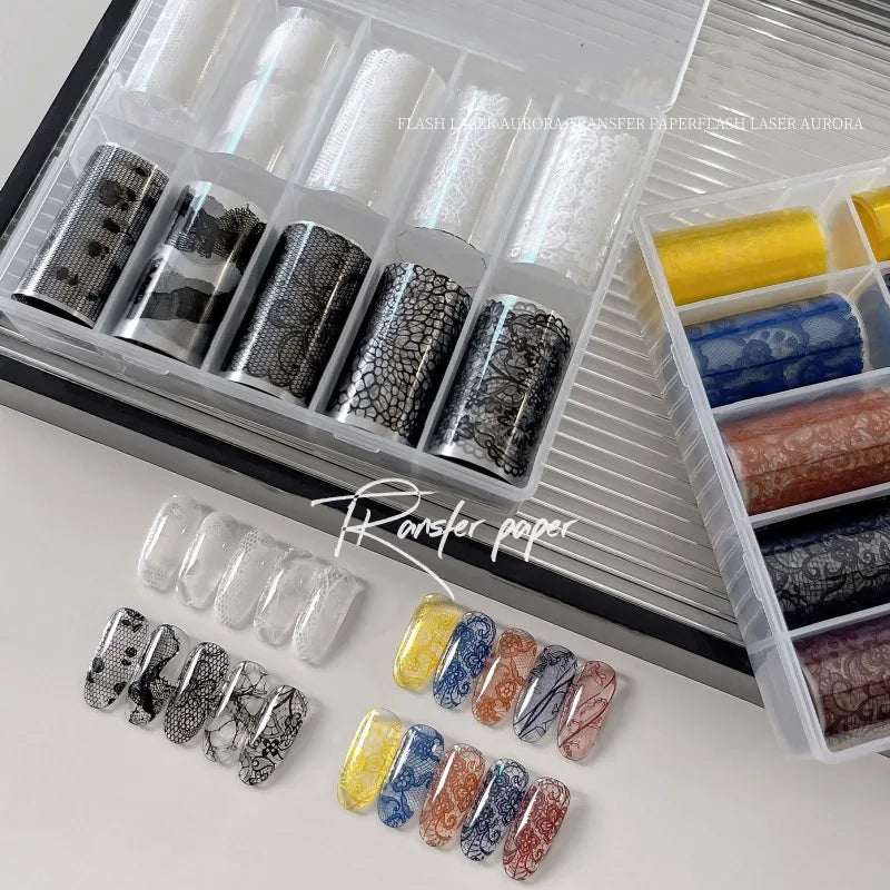 10 Rolls Vintage Lace Water Transfer Nail Decals | DIY Manicure