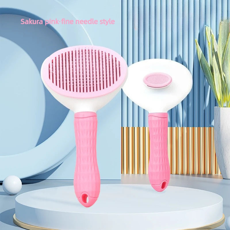 Pet Cleaning Tool Adjustable Needle Comb for Cats Dogs Universal Hair Removal and Anti Slip Handle Cat and Dog Specific Product Peaceful Pleasures Health and Wellness Pink 1pc