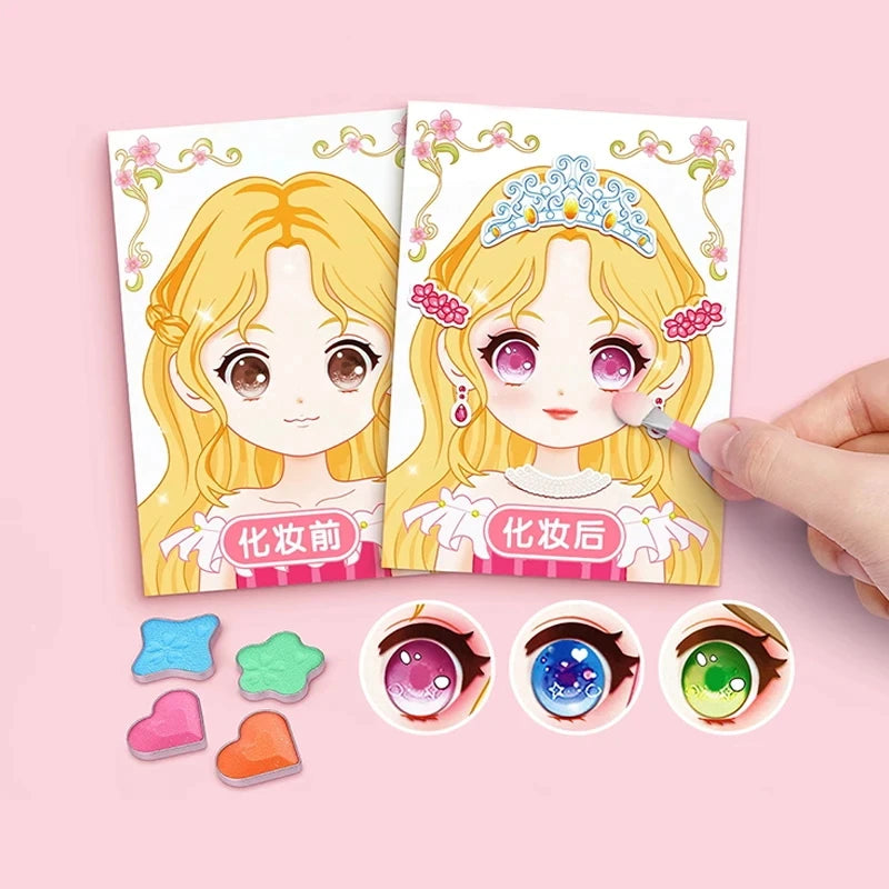 Cartoon Princess Face Puzzle Stickers Reusable Creative Craft Toy
