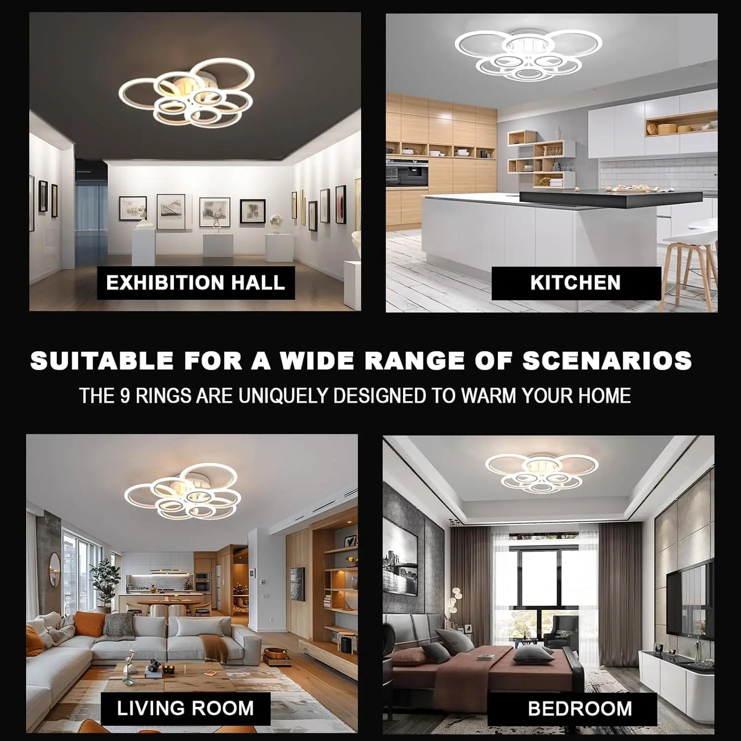 Modern LED Ring Ceiling Light Dimmable 2800K–7000K + Remote