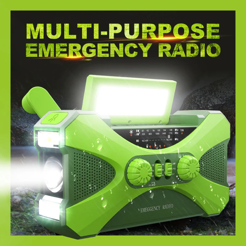 10000mAh Multifunctional Radio Hand Crank Solar USB Charging FM AM WB NOAA Weather Radio Emergency LED Flashlight Torch Power Peaceful Pleasures Health and Wellness