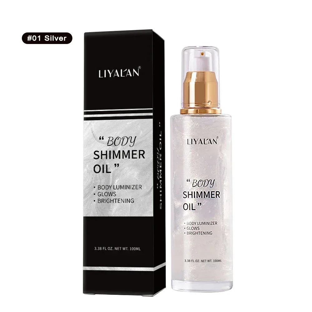 Body Shimmer Oil – Liquid Highlighter & Glow Illuminator 100ml Peaceful Pleasures Health and Wellness 01-Pearl White China Mainland 100ml