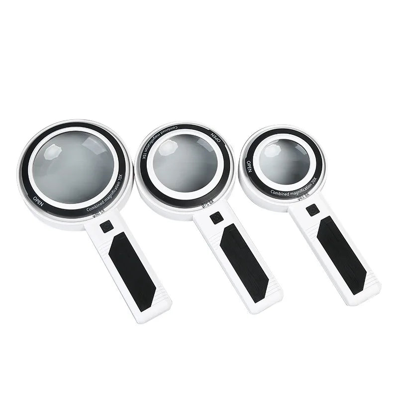 Double Layer Lens Multi Lamp Magnifying Glass for Elderly Reading, Handheld Illumination, High-Power Magnifying Glass Peaceful Pleasures Health and Wellness