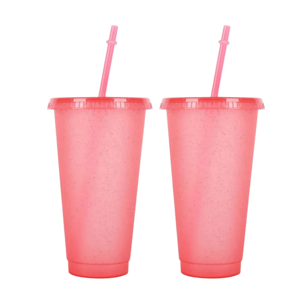 2/4Pcs Reusable Plastic Cup, 710ml Drinkware Tumblers, Coloured Acrylic Cups Tumblers with Lids and Straws, Plastic Bulk Cup Peaceful Pleasures Health and Wellness 2pcs pink