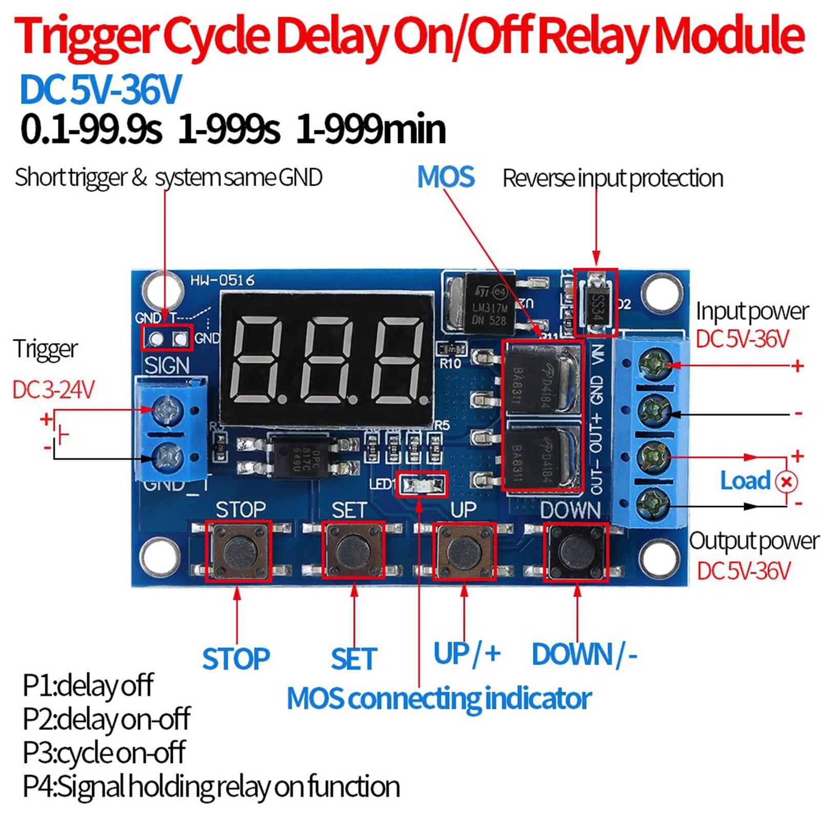 Timer Relay Module Timer Switch Module DC 5V--36V Cycle Delay Timer Switch Turn On Off Relay Module with LED Display Peaceful Pleasures Health and Wellness