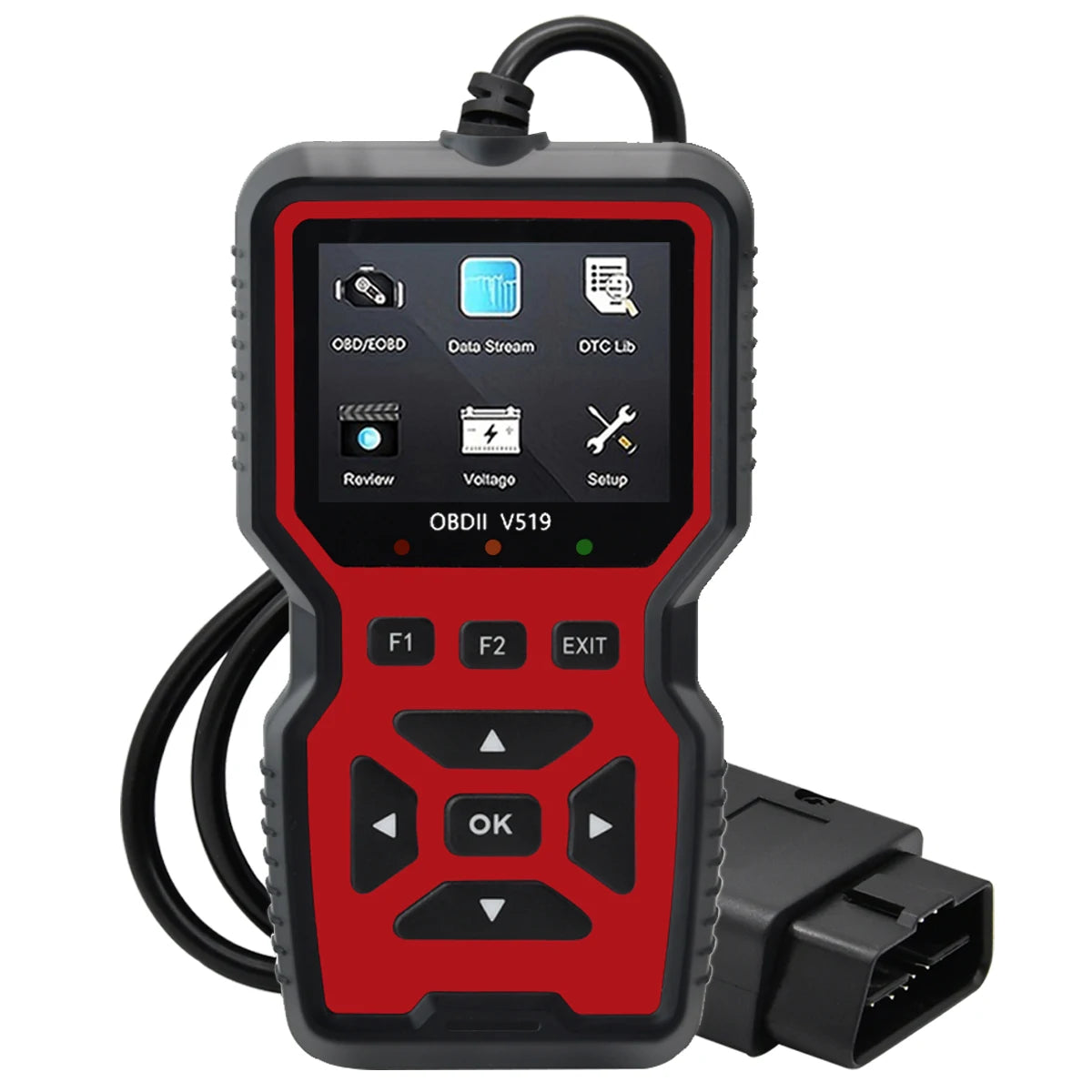 Car OBD2 Scanner Diagnostic Tool Code Reader, Car Voltage Tester Engine Fault Code Scanner, Charging Tester Diagnostic Tool v519 Peaceful Pleasures Health and Wellness red