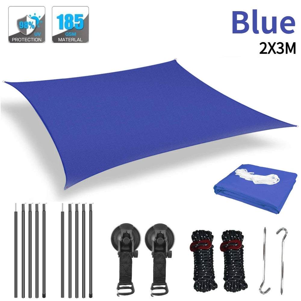 Rtractable Vehicle Awnings Waterproof UV-Resistant Sun Canopy 2x3M 2x4M Campervan Shelter for Car SUV Vans Outdoor Camping Tents Peaceful Pleasures Health and Wellness Blue 2X3M