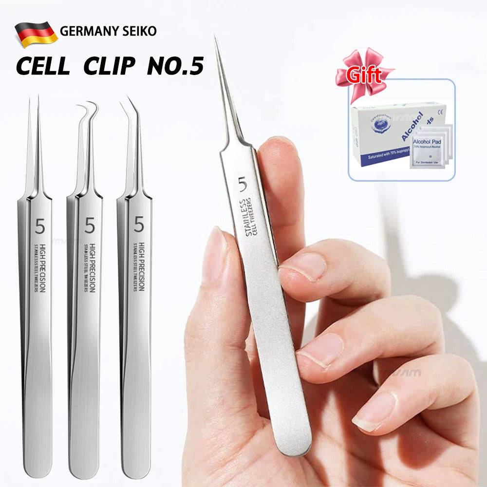 German Ultra-fine No. 5 Cell Pimples Blackhead Clip Tweezers Beauty Salon Special Facial Pore Cleaning Acne Wart Skin Care Tools Peaceful Pleasures Health and Wellness
