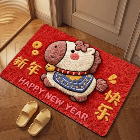 2026 New Year Horse Door Mat – Anti-Slip Quick Dry Floor Mat Festive Door Mat Oasis Select