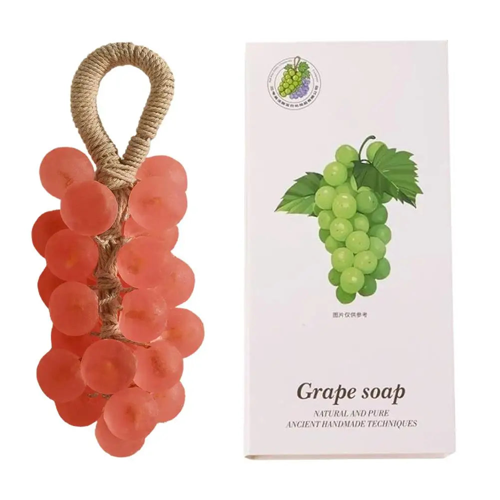 Handmade Grape Cluster Soap on a Rope – Aromatic Natural Plant Soap Bar Gift with Box | Home Decor Bath Soap Peaceful Pleasures Health and Wellness red