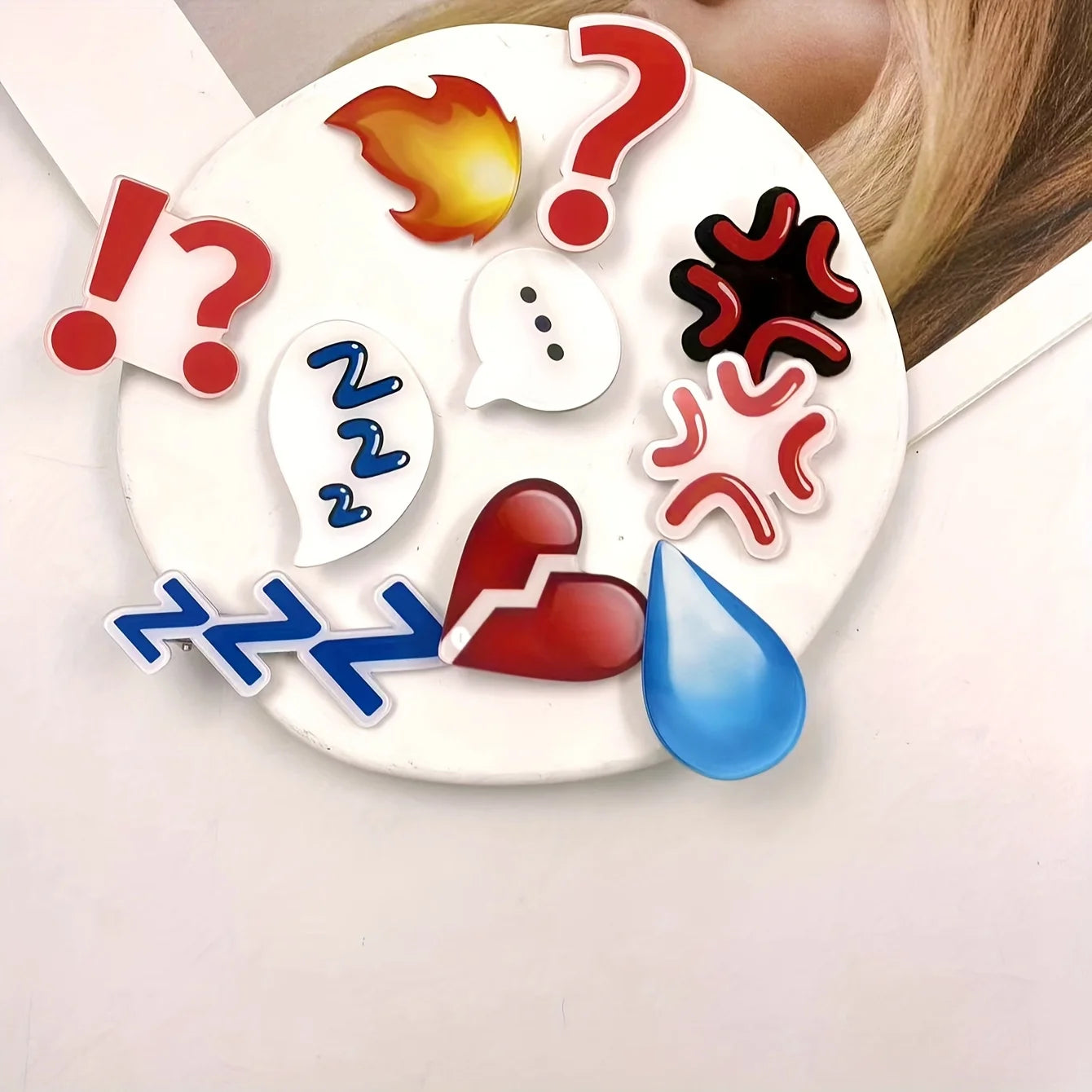 10pcs Kawaii Emotion Hair Clips Set – Acrylic Cute Expression Clips Hair Clip Peaceful Pleasures Health and Wellness 10PCS