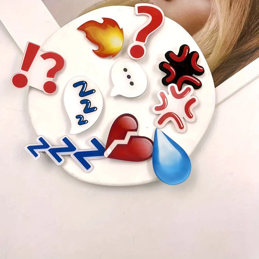 10pcs Kawaii Emotion Hair Clips Set – Acrylic Cute Expression Clips Hair Clip Peaceful Pleasures Health and Wellness 10PCS
