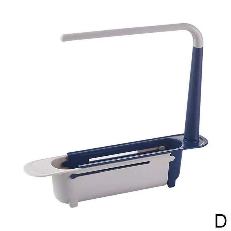 Kitchen Sink Drain Rack Telescopic Sink Shelf Sinks Organizer Soap Sponge Holder Storage Basket Kitchen Gadgets Accessories Tool Peaceful Pleasures Health and Wellness Blue