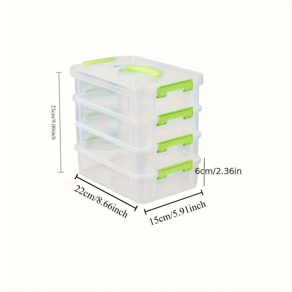 4-Layer Transparent Partitioned Drawer Storage Box with Cover