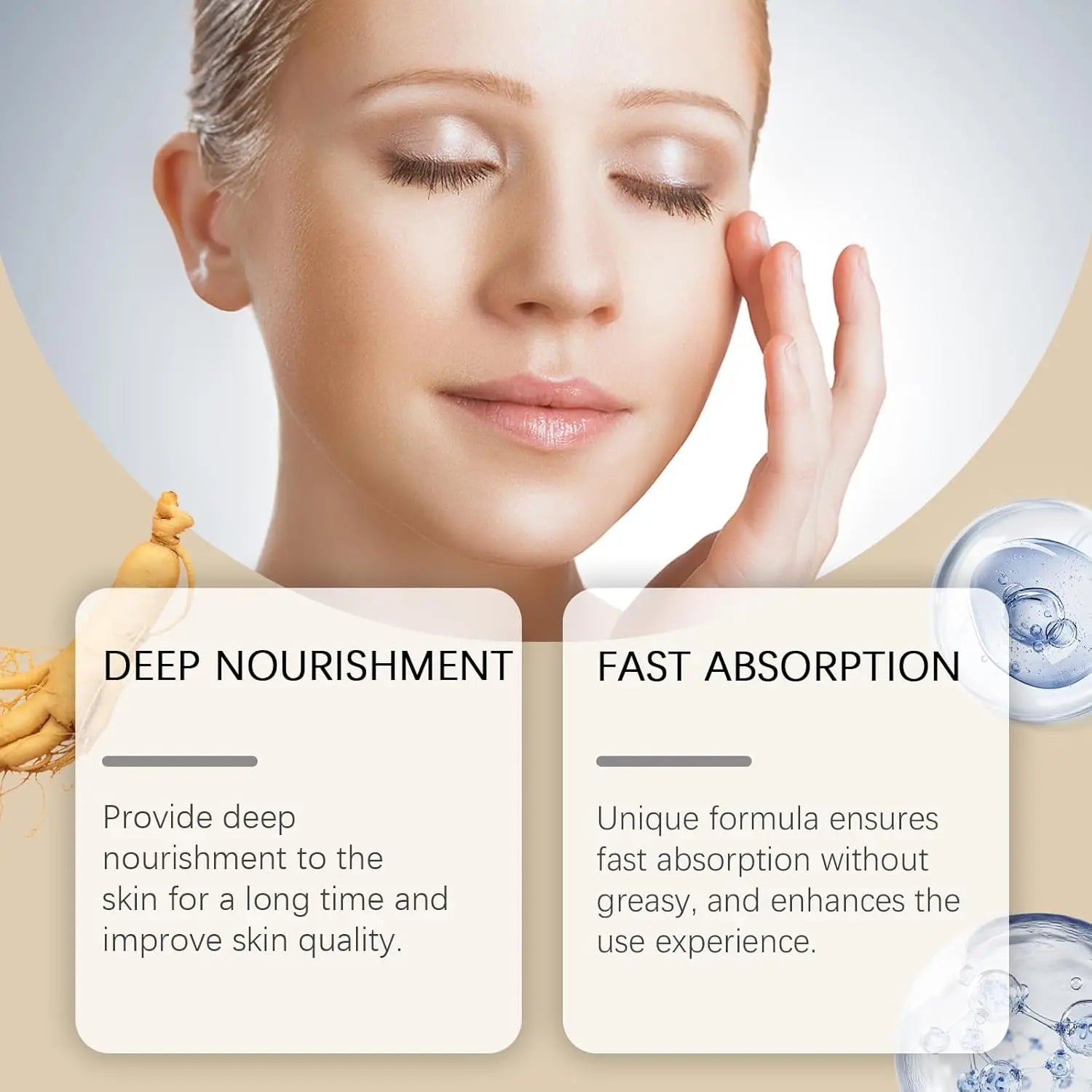 Ginseng Hyaluronic Acid Vitamin Hydra Repair Night Cream Deep Moisturizing Skin Brightening Firming Anti Wrinkle Face Cream Peaceful Pleasures Health and Wellness