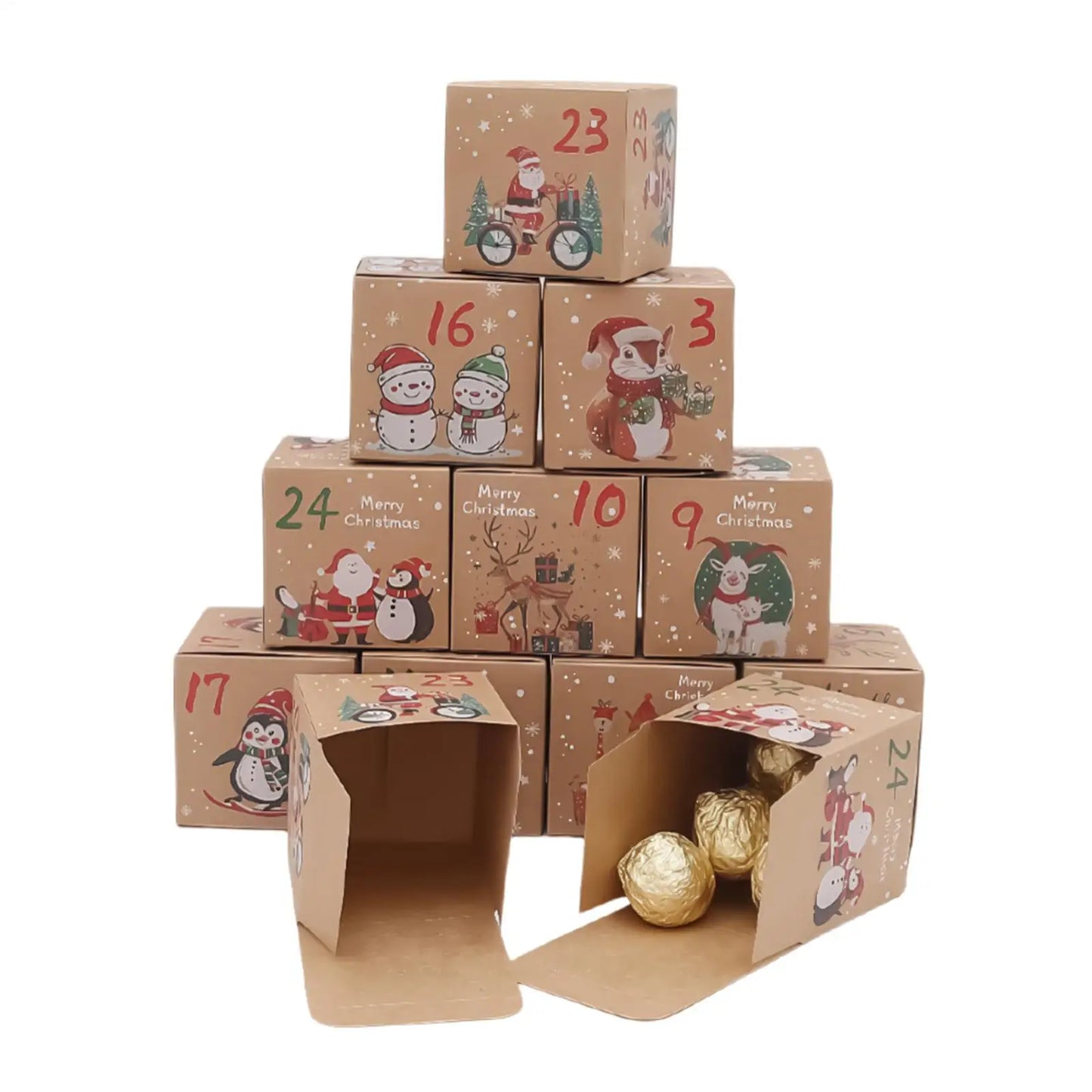 24-Day Christmas Advent Calendar Boxes – Set of 24 Numbered