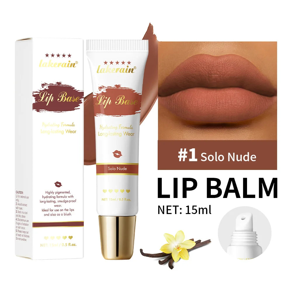 Lip Base Matte Finish Lips Blush Multi-Use Vanilla Scent Hydrating Long-Wearing Waterproof Lip Stain Creamy Woman Makeup Peaceful Pleasures Health and Wellness 1Solo Nude