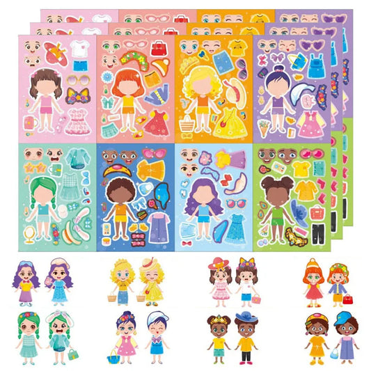 Funny Cartoon Boys Girls Dress Up Puzzle Stickers Kids DIY Make Face Peaceful Pleasures Health and Wellness