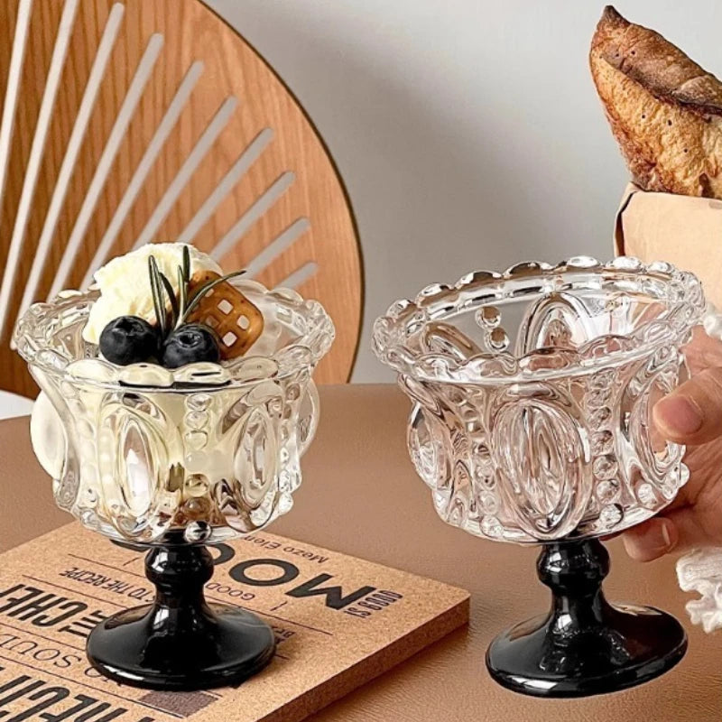2026 Hot Nordic Relief Cup Glass Cup Ice Cream Ice Cream Dessert Yogurt Pudding Home Dessert Coffee Cup Home Breakfast Container Peaceful Pleasures Health and Wellness