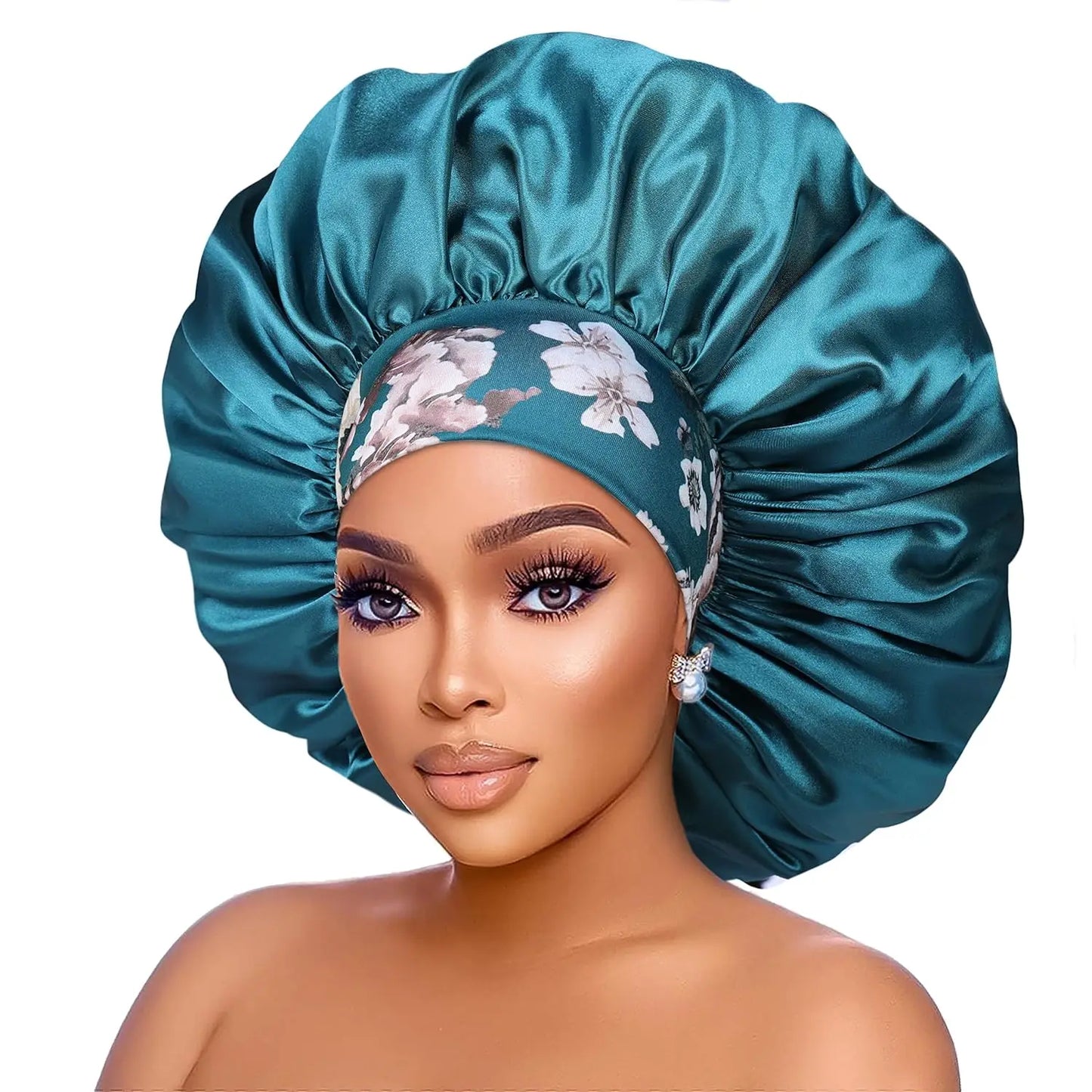 Women's Satin Sleep Cap – Oversized Bonnet with Wide Elastic Band