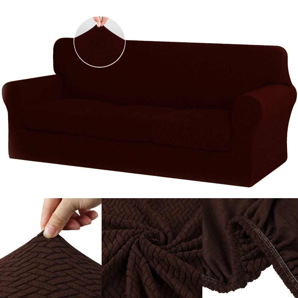 2/3/4/5 Piece Sofa Covers for 1/2/3/4 Cushion Couch Slipcover Soft Stretch Furniture Covers for Dogs Non Slip Sofa Protector Peaceful Pleasures Health and Wellness Jacquard Maroon For 2 Cushion Sofa