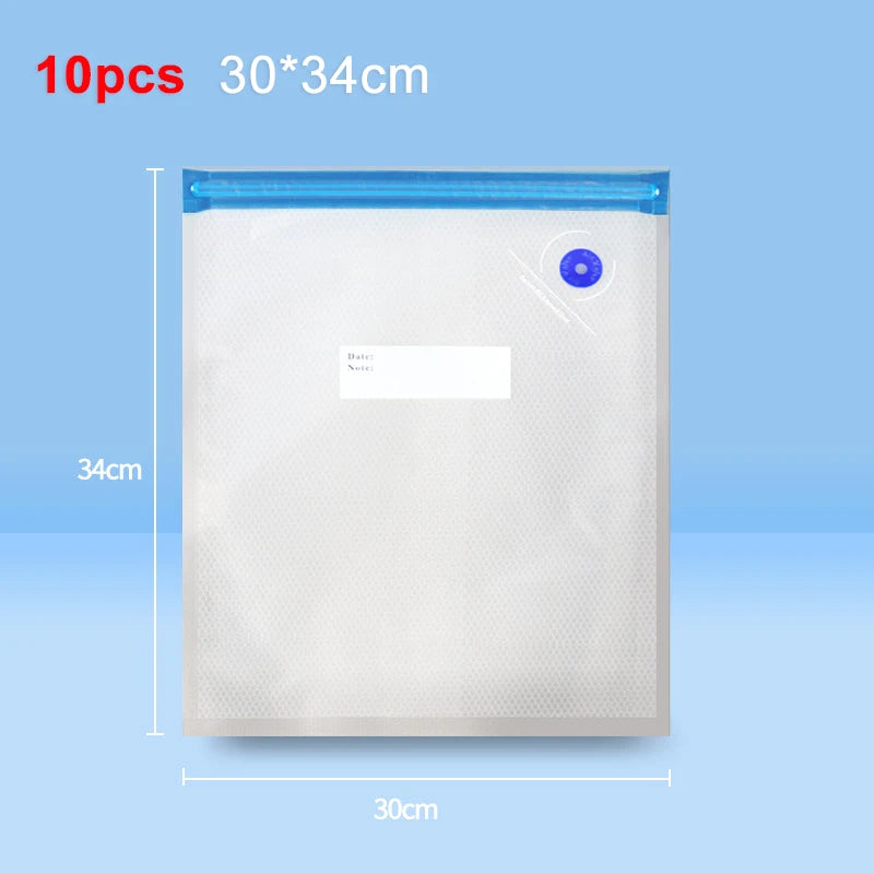 Electric Air Pump Handheld Automatic Air Pump Food Fresh-Keeping Rechargeable Vacuum Sealer with BPA-Free Vacuum Packaging Bag Peaceful Pleasures Health and Wellness 10Pcs 30x34cm