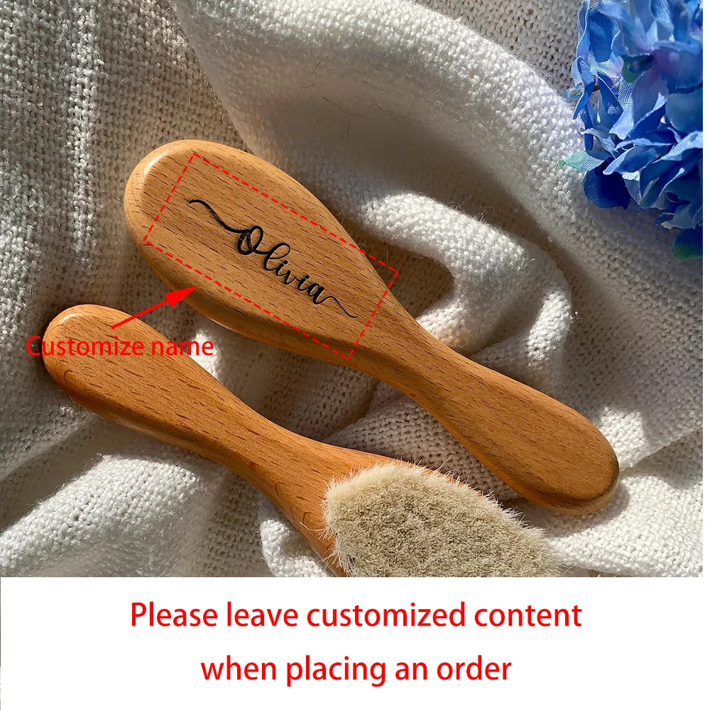 Personalized Engraved Wooden Baby Hairbrush | Newborn Gift