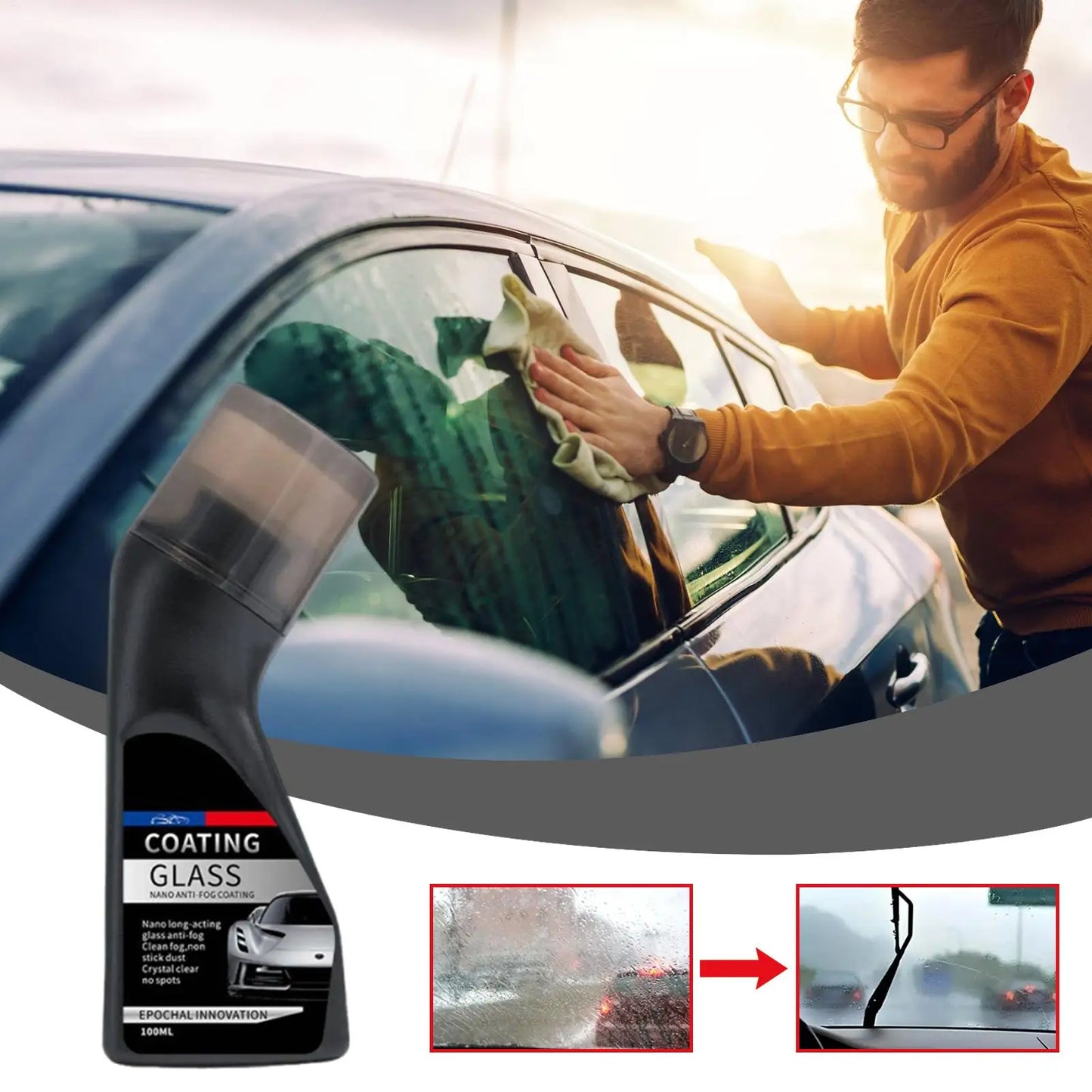 100ml Windshield Hydrophobic & Anti-Fog Spray Long-Lasting Clear Vision Coating, Water Repellent For Car Windows, Mirror & Glass Peaceful Pleasures Health and Wellness