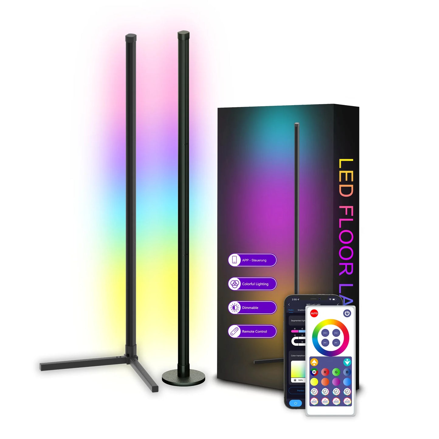 RGB Dimmable LED Floor Lamp | Minimalist Mood Light for Bedroom