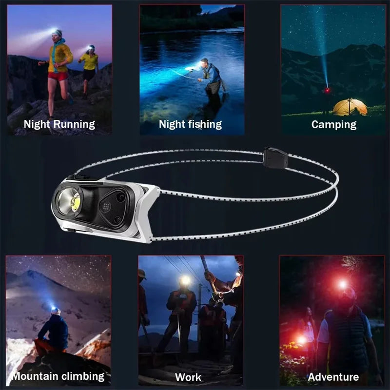 Mikenoon LED Headlamp USB Rechargeable | 4 Modes & IR Sensor