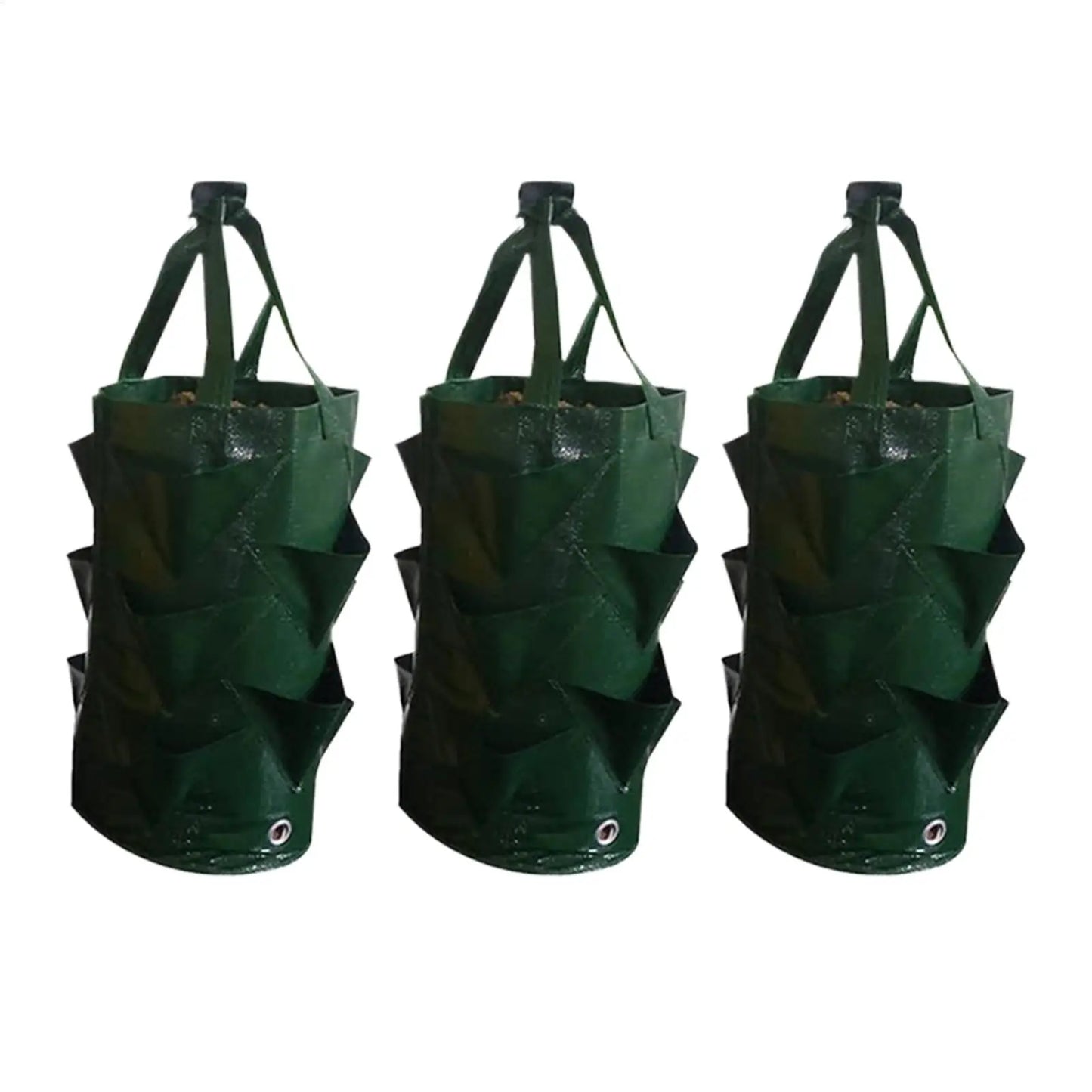 3-Pack Hanging Vertical Grow Bags – Strawberry & Tomato Planter