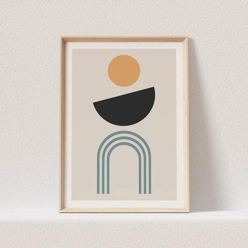 Boho Abstract Geometry Canvas Wall Art | Minimalist Print