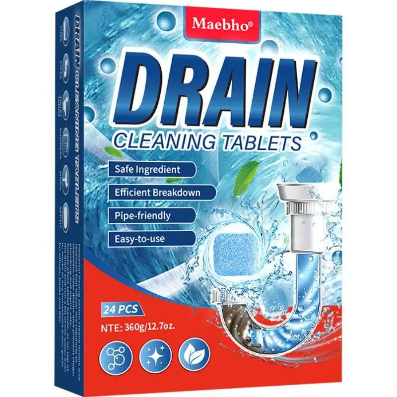 24-Pack Drain Cleaning Tablets | Sink, Shower & Bathtub Unclogger