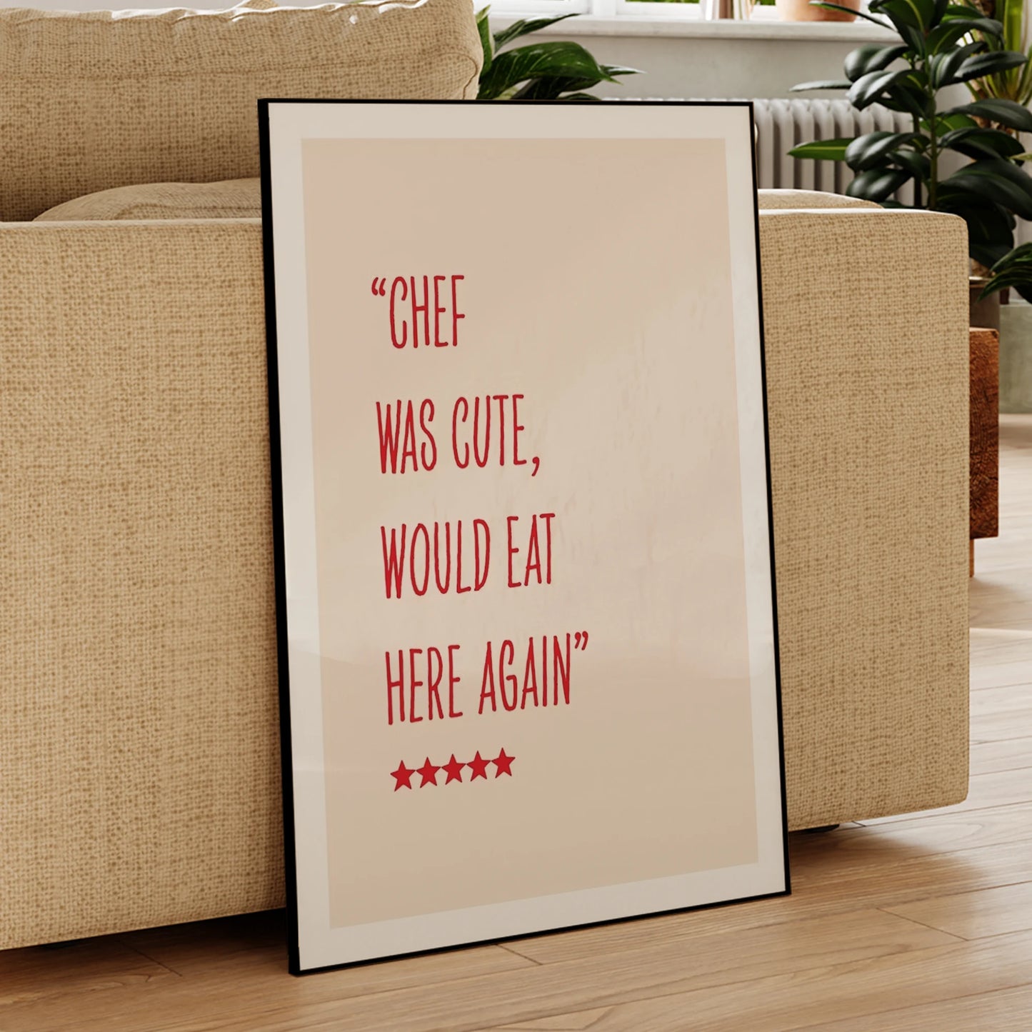 Funny "Chef Was Cute" Kitchen Canvas Wall Art | Home Décor